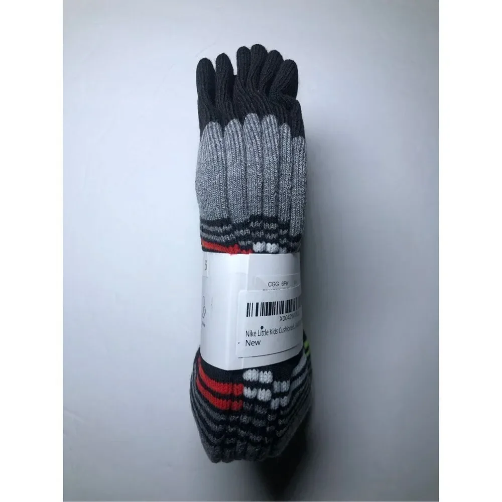 Nike Kids Cushioned Ankle Socks Size 5-7/ Shoe 10C-3Y  6 pack